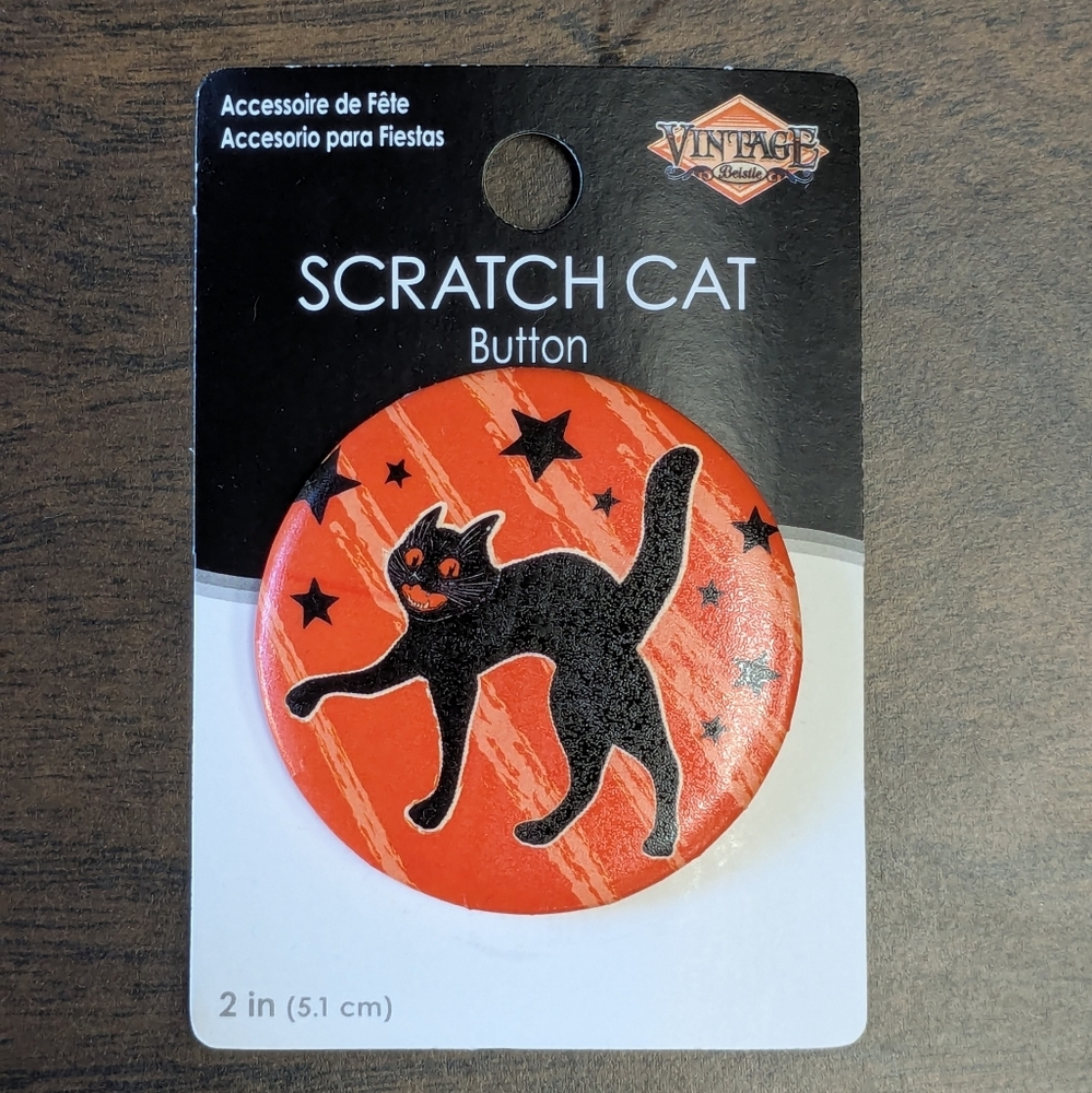 Scratch Cat Halloween Button